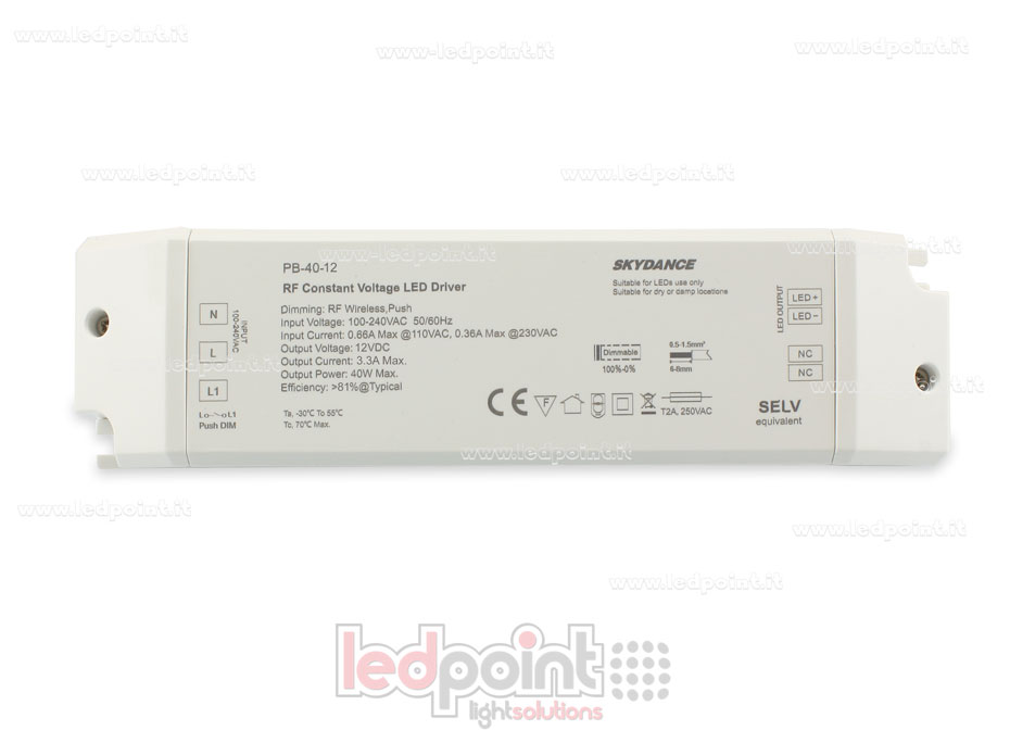 Fuente de alimentación 40W 12V Wireless, Push-Dim SkyDance Fuente de alimentación 40W 12V Wireless, Push-Dim SkyDance