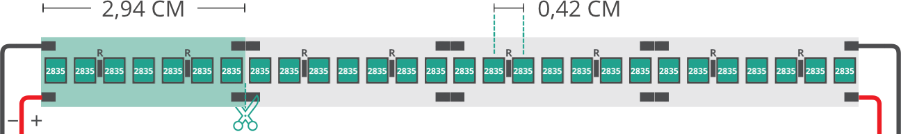 Dibujo técnico tira led 2835 24V IP20 3000K 3step 238led/m Dibujo técnico tira led 2835 24V IP20 3000K 3step 238led/m