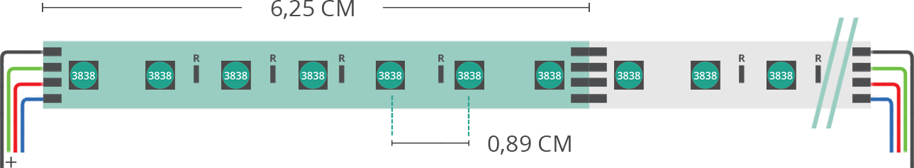 Dibujo técnico tira led 3838 24V IP20 RGB 112led/m Dibujo técnico tira led 3838 24V IP20 RGB 112led/m