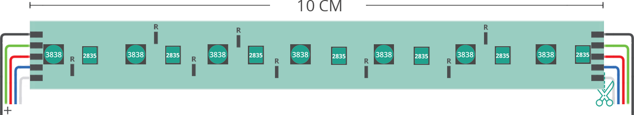Dibujo técnico tira led 3838+2835 24V IP20 3000K 3step 70led/m Dibujo técnico tira led 3838+2835 24V IP20 3000K 3step 70led/m