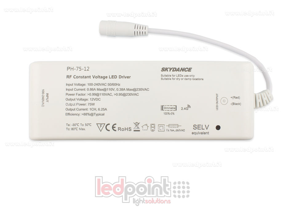 Fuente de alimentación 75W 12V 1 canales, Wireless SkyDance SK-PH-75-12 Fuente de alimentación 75W 12V 1 canales, Wireless SkyDance SK-PH-75-12